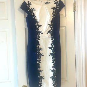 White navy blue stretchy dress